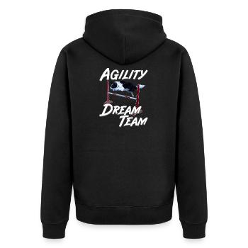 Niedliches Border Collie Agility Dream Team - Unisex Premium Bio Zip Hoodie - Schwarz - Hinten - Nico (187cm)