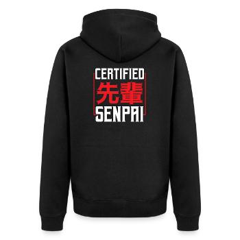 Certified Senpai Aesthetic Anime Manga Japanese - Unisex Premium Organic Zip Hoodie - black - Back - Nico (187cm)