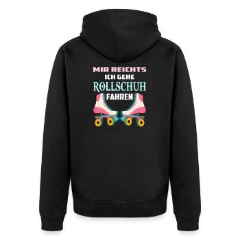 ROLLSCHUH ROLLSCHUHE Inline Skating Skater - Unisex Premium Bio Zip Hoodie - Schwarz - Hinten - Nico (187cm)