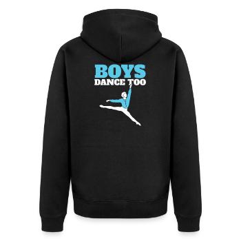 Boys Dance Too - Unisex Premium Bio Zip Hoodie - Schwarz - Hinten - Nico (187cm)
