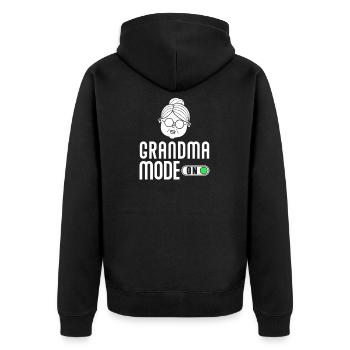 werdende Oma Schwangerschaft Verkündung - Unisex Premium Bio Zip Hoodie - Schwarz - Hinten - Nico (187cm)