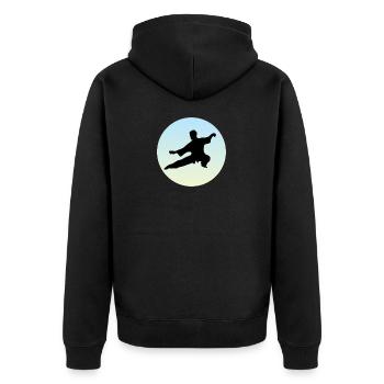 Qigong Tai Chi Yin qi gong Meditation - Unisex Premium Organic Zip Hoodie - black - Back - Nico (187cm)