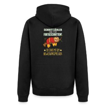 Schrittzähler Faultier Anti Laufen Faulpelz - Unisex Premium Bio Zip Hoodie - Schwarz - Hinten - Nico (187cm)