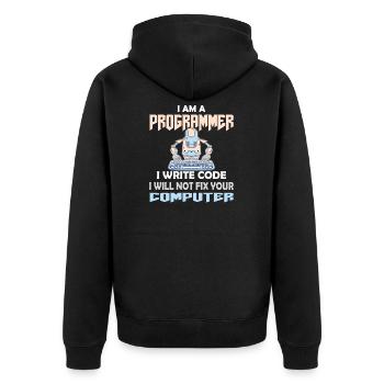 PROGRAMMER CODER HACKER - Unisex Premium Organic Zip Hoodie - black - Back - Nico (187cm)