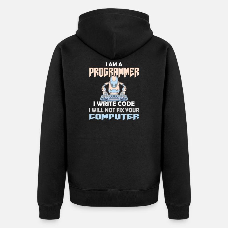 PROGRAMMER CODER HACKER - Unisex Premium Organic Zip Hoodie - black