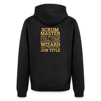 "Scrum Master" | Scrum Master - Unisex Premium Bio Zip Hoodie - Schwarz - Hinten - Nico (187cm)