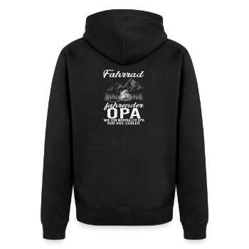 Fahrrad fahrender Opa Vatertag - Unisex Premium Bio Zip Hoodie - Schwarz - Hinten - Nico (187cm)