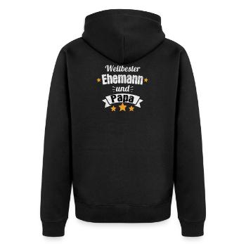 Weltbester Ehemann und Papa Vatertag - Unisex Premium Bio Zip Hoodie - Schwarz - Hinten - Nico (187cm)