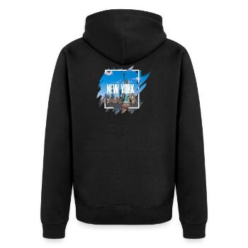 USA New York Shirt / Poster - Unisex Premium Bio Zip Hoodie - Schwarz - Hinten - Nico (187cm)