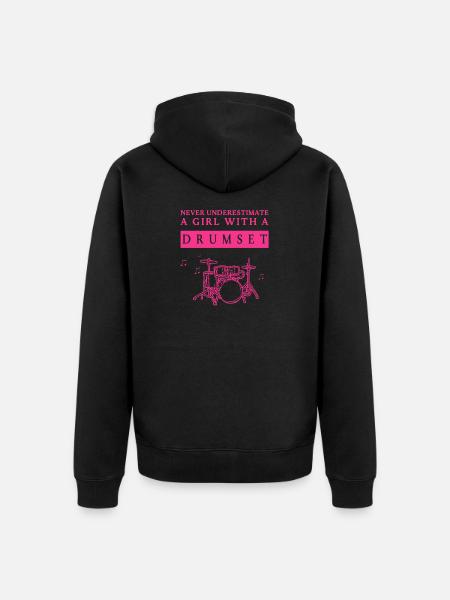 Underestimated Drumset Girl - Unisex Premium Organic Zip Hoodie - black