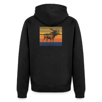 elk - Unisex Premium Organic Zip Hoodie - black - Back - Nico (187cm)