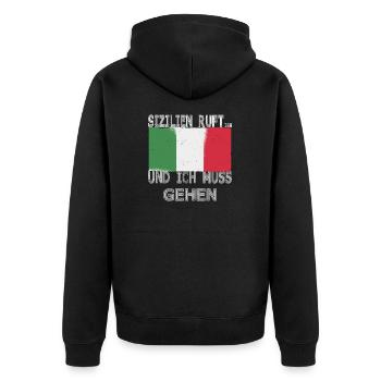 SIZILIEN ITALIEN GESCHENK - Unisex Premium Bio Zip Hoodie - Schwarz - Hinten - Nico (187cm)