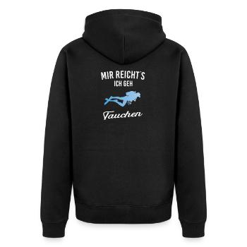 mir reichts ich geh Tauchen - Unisex Premium Bio Zip Hoodie - Schwarz - Hinten - Nico (187cm)