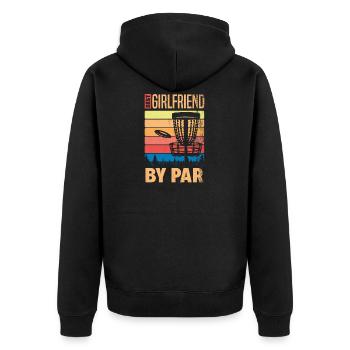 Funny Disc Golfing Beste Freundin von Par Disc - Unisex Premium Bio Zip Hoodie - Schwarz - Hinten - Nico (187cm)