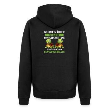 Anti Sport Laufen lustiger Spruch Schildkröte - Unisex Premium Bio Zip Hoodie - Schwarz - Hinten - Nico (187cm)