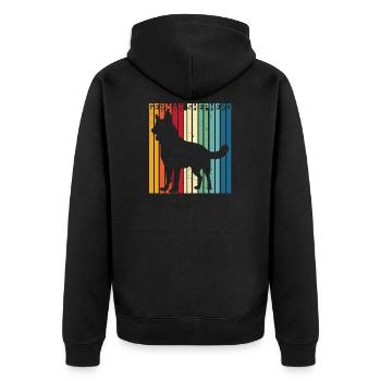 Deutscher Schäferhund Shirt Retro Deutscher Schäferhund T Shir - Unisex Premium Bio Zip Hoodie - Schwarz - Hinten - Nico (187cm)