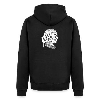 RBG Ruth Bader Ginsburg Feministisch Politisch - Unisex Premium Bio Zip Hoodie - Schwarz - Hinten - Nico (187cm)