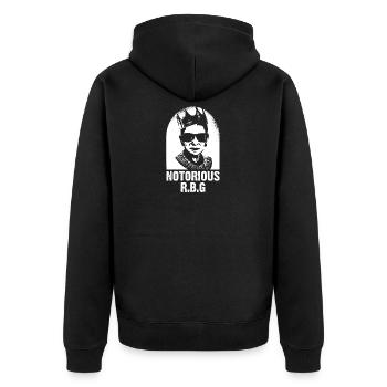 RBG Ruth Bader Ginsburg Feministisch Politisch - Unisex Premium Bio Zip Hoodie - Schwarz - Hinten - Nico (187cm)
