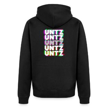 Untz Untz Untz Techno Raver - Unisex Premium Bio Zip Hoodie - Schwarz - Hinten - Nico (187cm)