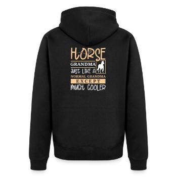 Horse Grandma Horse Owner Horse Riding Grandmother - Unisex Premium Bio Zip Hoodie - Schwarz - Hinten - Nico (187cm)