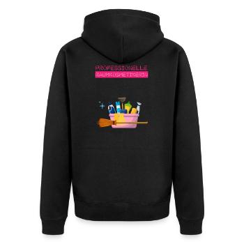 Professionelle Raumkosmetikerin Reinigungskraft - Unisex Premium Bio Zip Hoodie - Schwarz - Hinten - Nico (187cm)