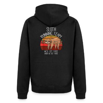 Faultier Faultiere Lauf Running Team Ankommen - Unisex Premium Bio Zip Hoodie - Schwarz - Hinten - Nico (187cm)