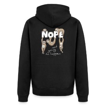 Sloth Sloths Nope - Unisex Premium Organic Zip Hoodie - black - Back - Nico (187cm)