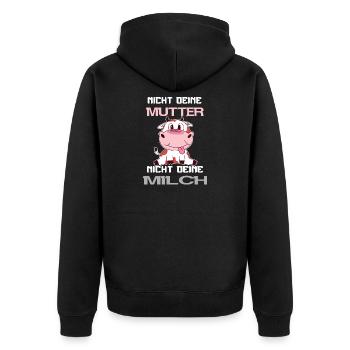 Vegan Veganerin Kuh Spruch - Unisex Premium Bio Zip Hoodie - Schwarz - Hinten - Nico (187cm)