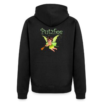 Süße Putzfee Haushaltshilfe Putzfrau - Unisex Premium Bio Zip Hoodie - Schwarz - Hinten - Nico (187cm)