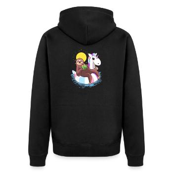 Funny Sloth Summer Vacation 2019 Meme T-Shirt - Unisex Premium Organic Zip Hoodie - black - Back - Nico (187cm)