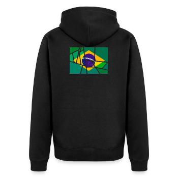 Brasilien - Unisex Premium Bio Zip Hoodie - Schwarz - Hinten - Nico (187cm)