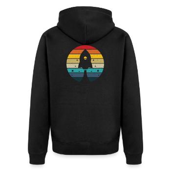 Fusée rétro de décollage de coucher du soleil fusée d’eau et modèle - Veste à capuche bio Premium Unisexe - noir - Dos - Nico (187cm)
