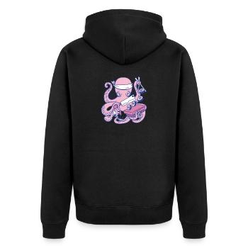 Octopus Sushi Chef Cartoon Japanische Sushi - Unisex Premium Bio Zip Hoodie - Schwarz - Hinten - Nico (187cm)