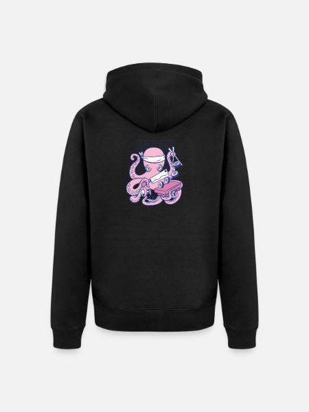 Octopus Sushi Chef Dibujos animados japonés sushi - Chaqueta con capucha prémium ecológica unisex - negro