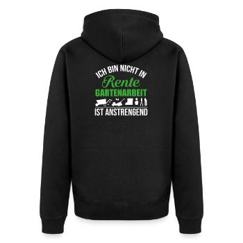 Rente Garten - Pension Ruhestand - Unisex Premium Bio Zip Hoodie - Schwarz - Hinten - Nico (187cm)