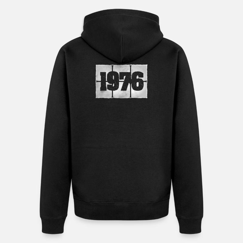 Né en 1976 - Veste à capuche bio Premium Unisexe - noir