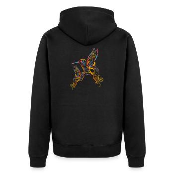 Colourful hummingbird by The Manzanita's - Unisex Premium Organic Zip Hoodie - black - Back - Nico (187cm)