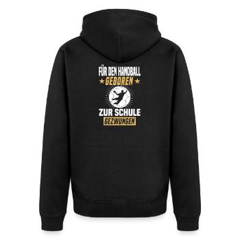 Handball Sprungwurf Ball Handballspieler Geschenk - Unisex Premium Bio Zip Hoodie - Schwarz - Hinten - Nico (187cm)