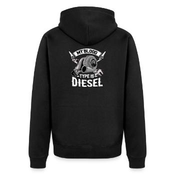 My Blood Type is Diesel - Diesel Mechanic Trucker - Unisex Premium Organic Zip Hoodie - black - Back - Nico (187cm)