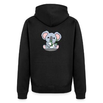 Koala der Blätter isst - Unisex Premium Bio Zip Hoodie - Schwarz - Hinten - Nico (187cm)