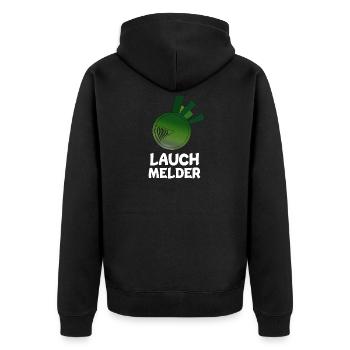 Lauch Lauchmelder Feuermelder Rauchmelder - Unisex Premium Bio Zip Hoodie - Schwarz - Hinten - Nico (187cm)