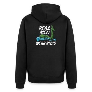 Lochness Scotland Coat of Arms Symbol Gift Saying - Unisex Premium Organic Zip Hoodie - black - Back - Nico (187cm)