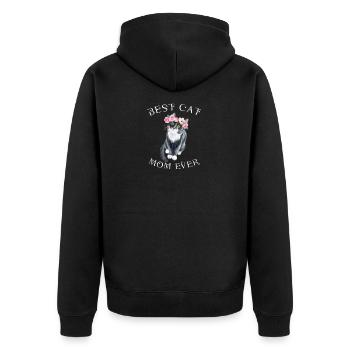 Muttertag Katzen Mutter Mom Mama Cat Mom - Unisex Premium Bio Zip Hoodie - Schwarz - Hinten - Nico (187cm)