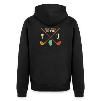 Golf Illinois Map Art Best Dad By Par T Shirt Retr - Unisex Premium Organic Zip Hoodie - black - Back - Nico (187cm)