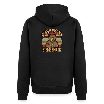Ich hasse Menschen Bär Sprüche Sarkasmus - Unisex Premium Bio Zip Hoodie - Schwarz - Hinten - Nico (187cm)