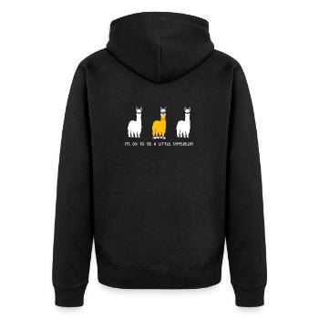 Witziges Lama Tshirt für Extrovertierte Geschenk - Unisex Premium Bio Zip Hoodie - Schwarz - Hinten - Nico (187cm)