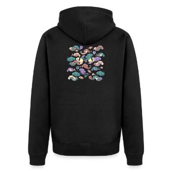 Japanische Windwolken - Unisex Premium Bio Zip Hoodie - Schwarz - Hinten - Nico (187cm)