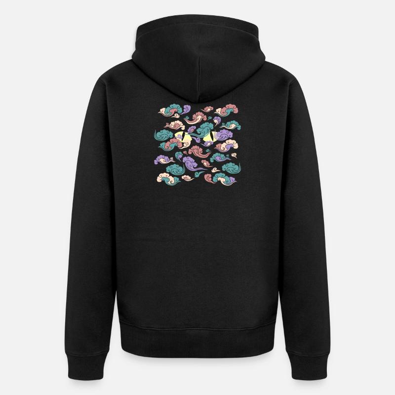 Nuages japonais de vent - Veste à capuche bio Premium Unisexe - noir