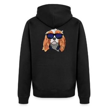 Funny Cavalier King Charles Spaniel Puppy Cute - Unisex Premium Bio Zip Hoodie - Schwarz - Hinten - Nico (187cm)