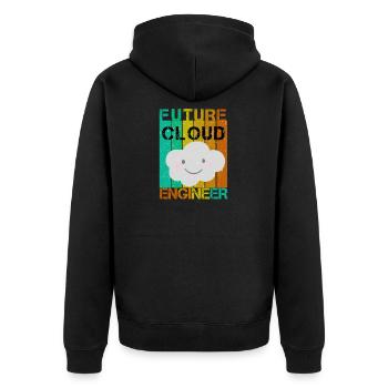 FUTURE CLOUD ENGINEER - Unisex Premium Bio Zip Hoodie - Schwarz - Hinten - Nico (187cm)